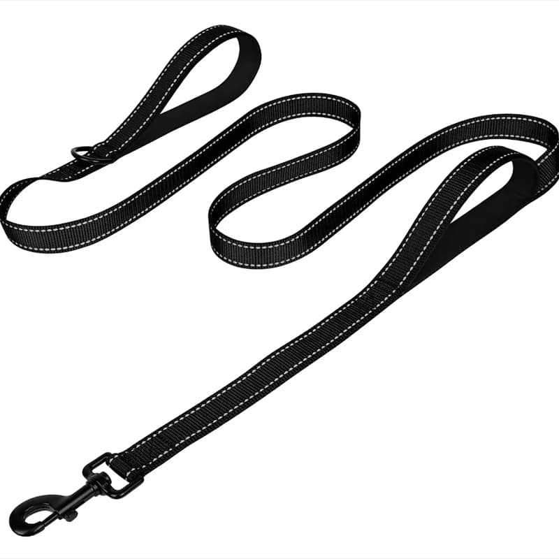 Heavy Duty Double Handle Dog Leash with Reflective Strips for Night Safety - Ideal for Large and Extra Large Breeds - Perfect for