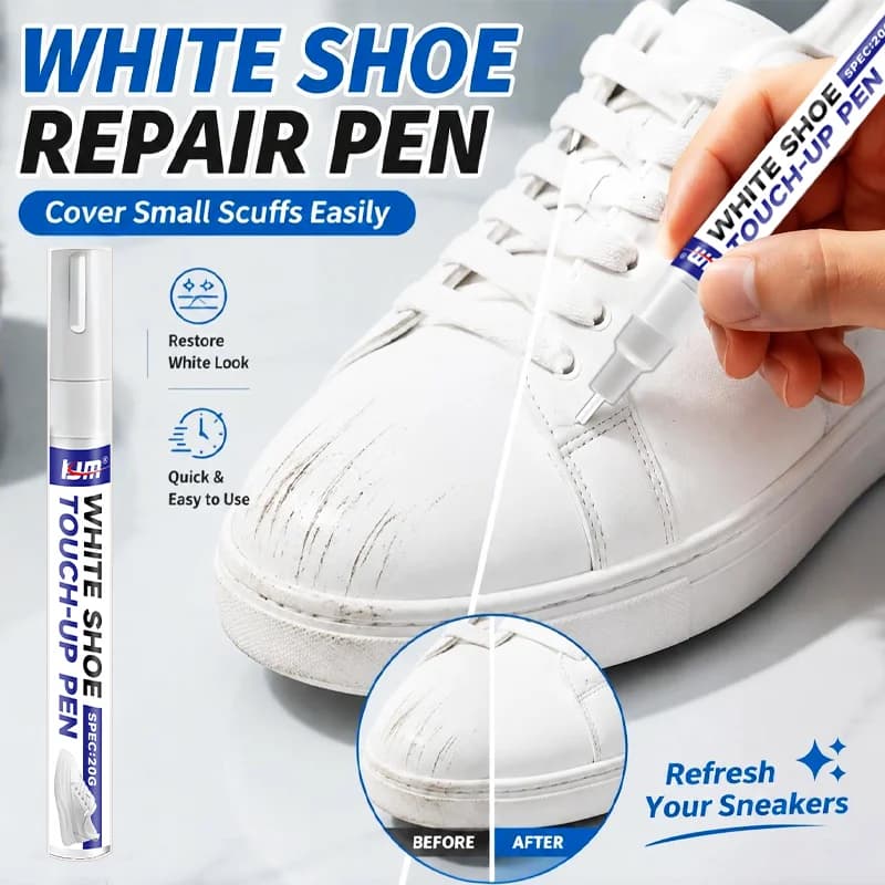 KJM Shoe Whitening Pen White Sneaker Touch Up Marker Covers Stains Scratches For Leather Canvas Sports Shoes