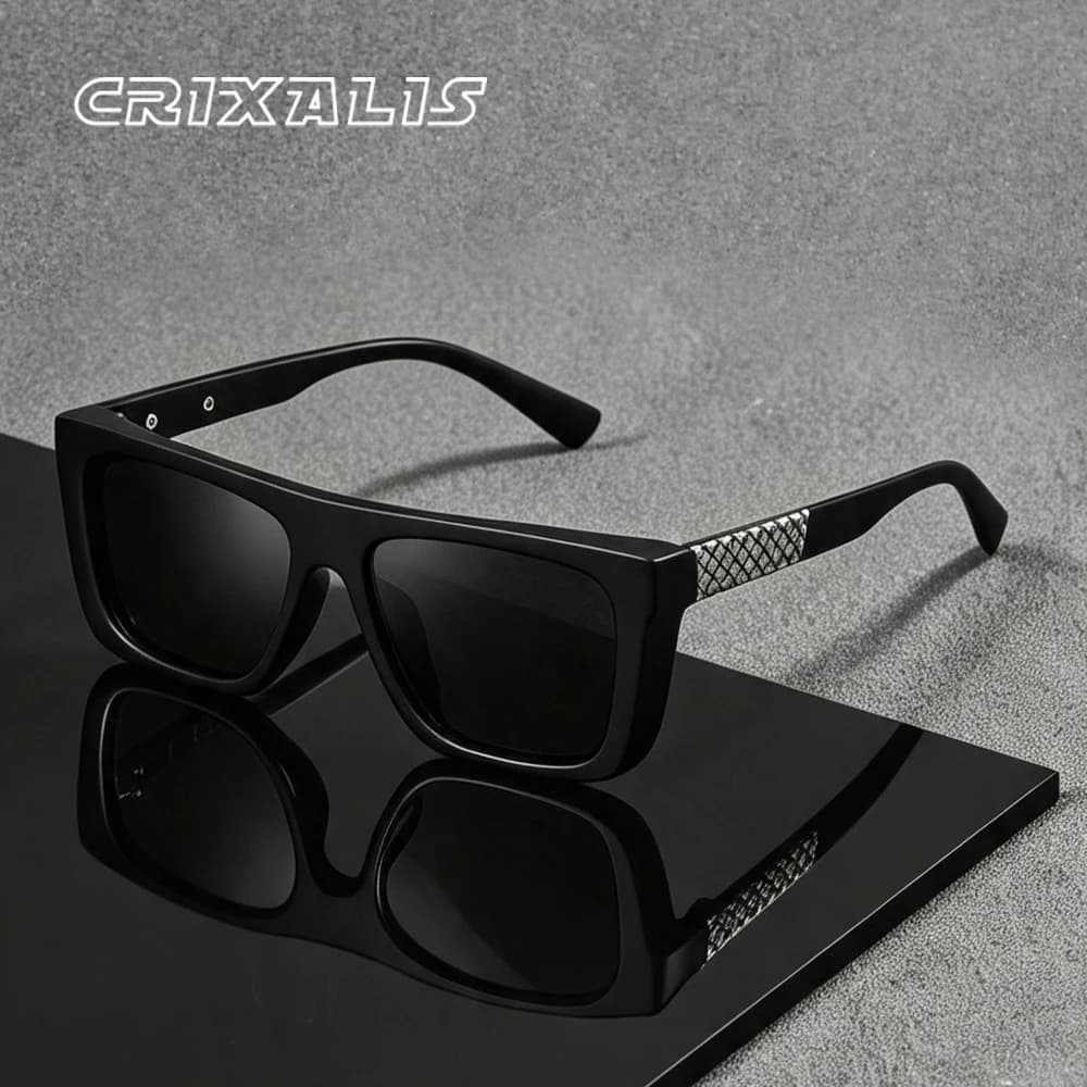 CRIXALIS Casual Square Polarized Sunglasses For Men Women Fishing Driving Climbing Black Frame Sun Glasses UV400 Protection