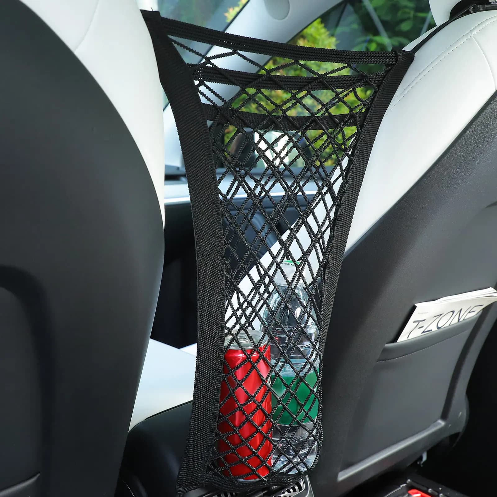 Organizer per Sedile Anteriore a Doppio Strato con Tasca a Rete, Portaoggetti in Rete per Auto e SUV, Porta Borsa tra i Sedili, Barriera per Cani in Auto