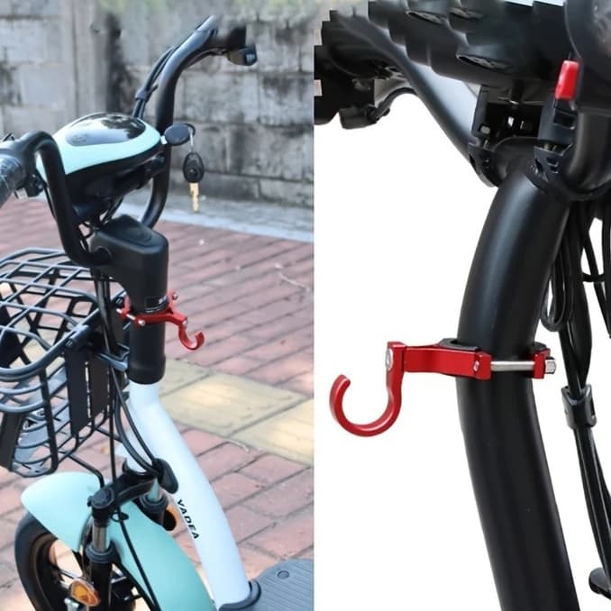 Universal No-Drill Helmet Hanger Single Piece Heavy Load Front Storage Hook for Electric Scooter Bike Motorcycle E-Bike