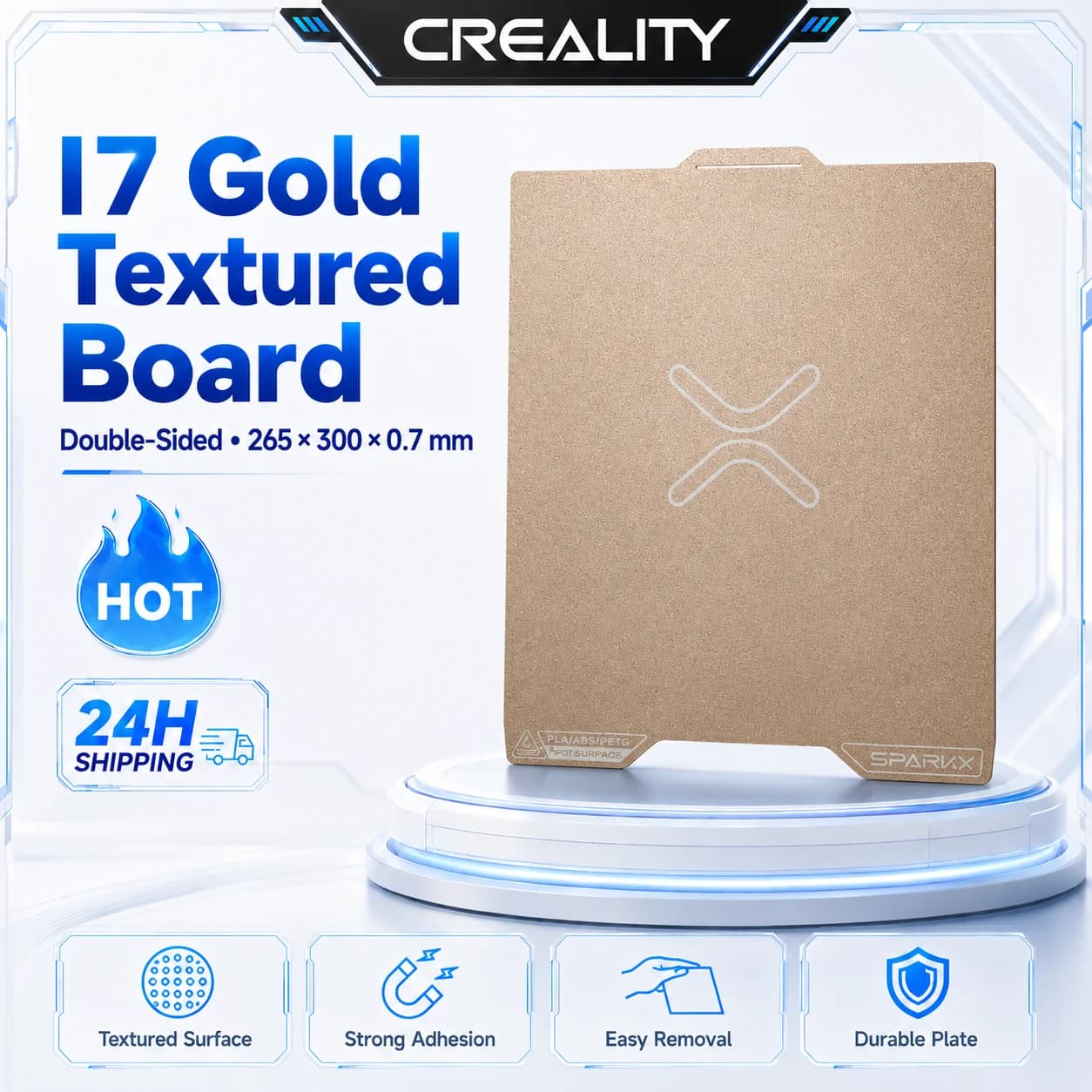 Creality Sparkx I7 Dual-texture PEI Plate Gold Platform Dual PEI Sheet Heated Bed Printing Board for 3D Printer Build Plate