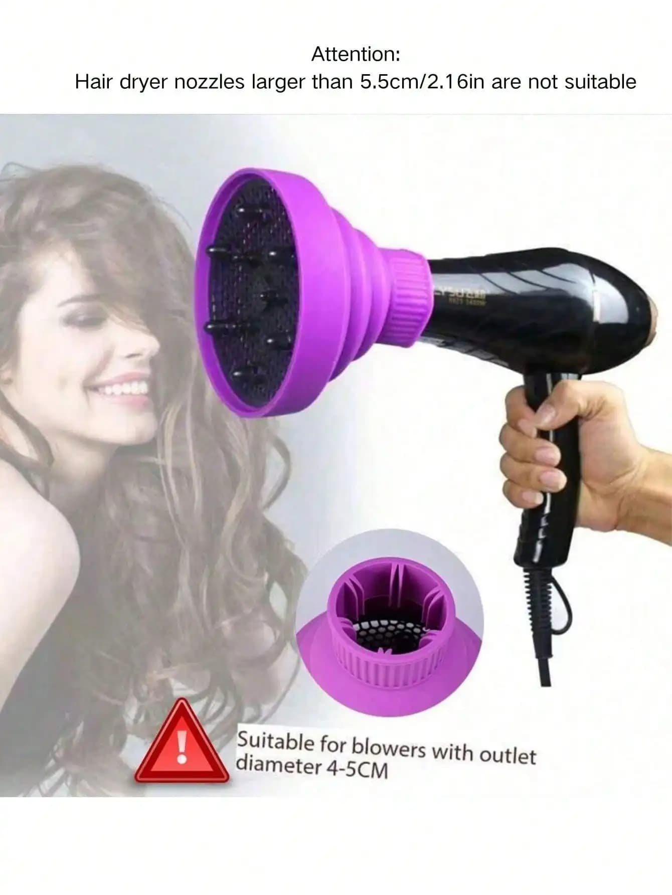 1 pezzo di diffusore pieghevole in silicone per asciugacapelli, cappuccio universale per asciugatura e arricciatura dei capelli, strumento per lo styling dei capelli (The Nozz
