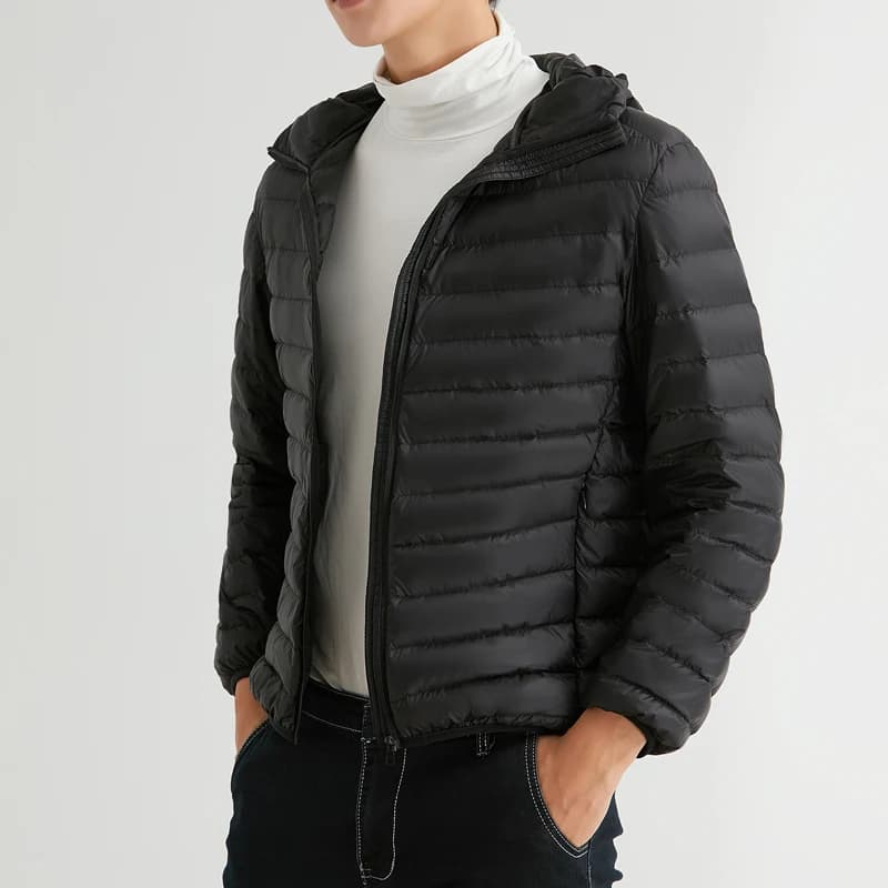 Giacca Imbottita con Cappuccio da Uomo, Piuma d'Oca Bianca, Stile Lungo Invernale e Autunnale, Design Giovanile alla Moda di 16EME NORD