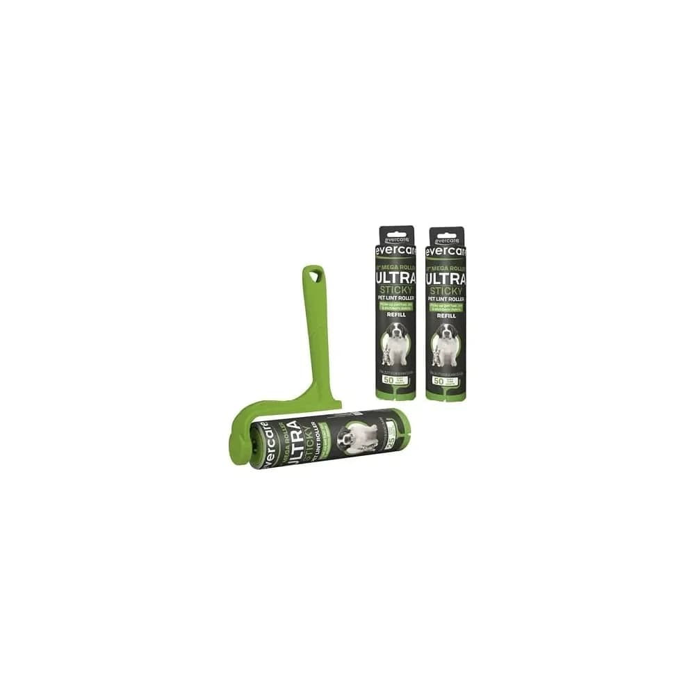 Confezione Convenienza Ultra Sticky Pet Mega Lint Roller con rullo leva-pelucchi e 2 rotoli di ricambio, 50 fogli ciascuno