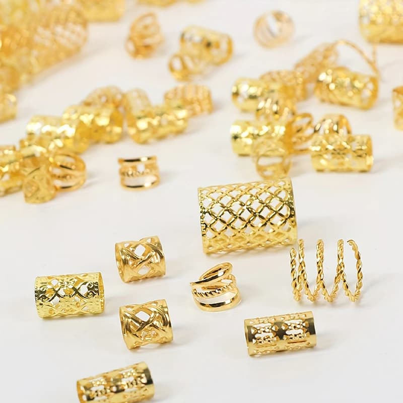 60/90pcs Alloy Hair Jewelry Hair Cuffs For Girl Braids Metal Dreadlock Beads Hair Cuffs Rings Multi Style Braids Accessories
