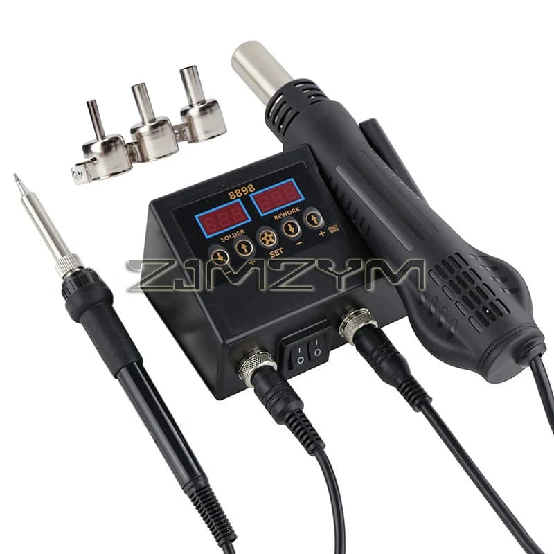 Soldering Station Digital Temperature Adjustable 2 in 1 Solder Iron Hot Air Heat Gun Welding Rework For PCB IC Repair Tools