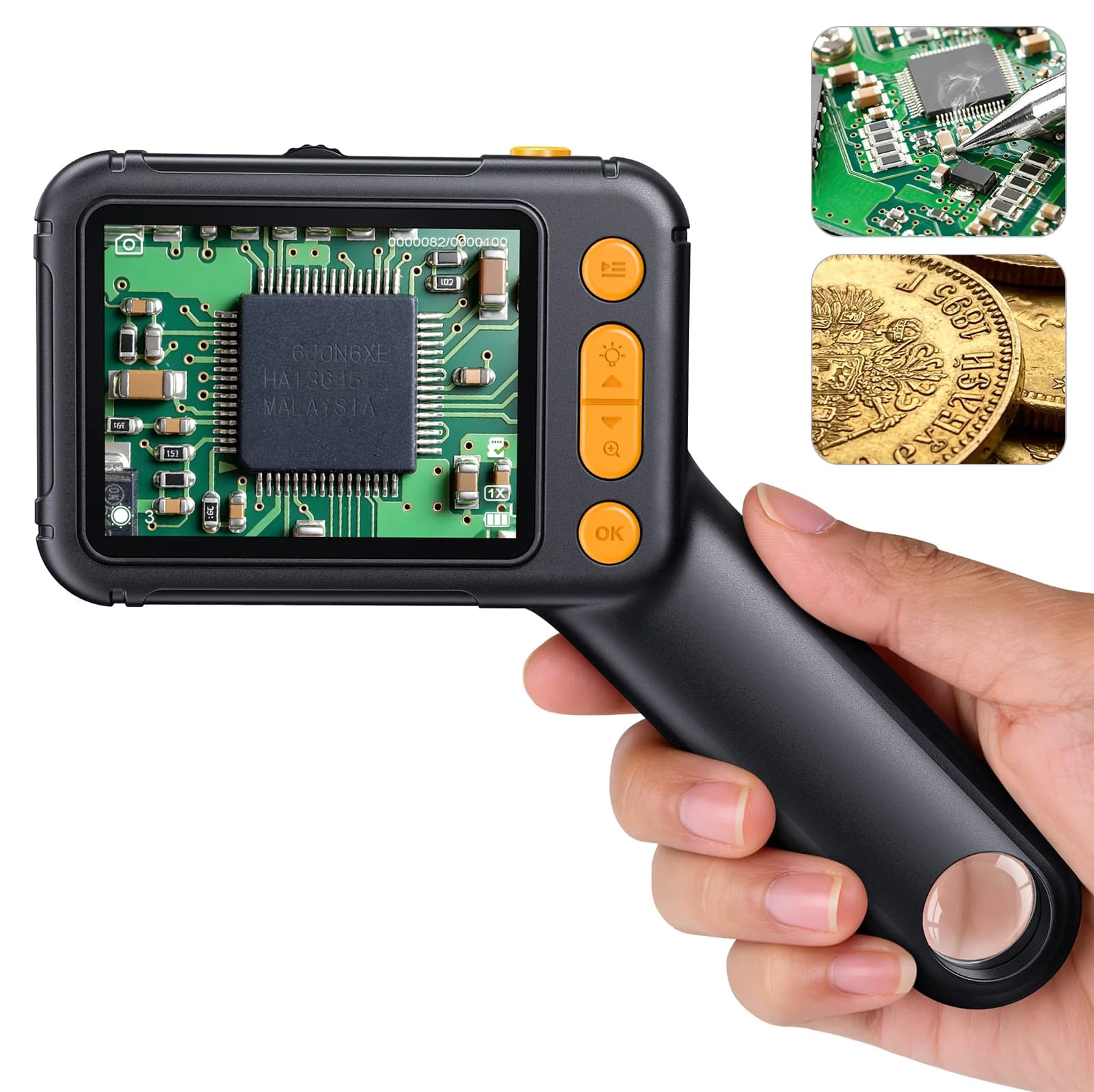 2.8inch Digital Microscope 1000X Handheld Soldering Microscopes for Adults, Electronics Repair, Coin, PC View,8 LEDs,Gifts