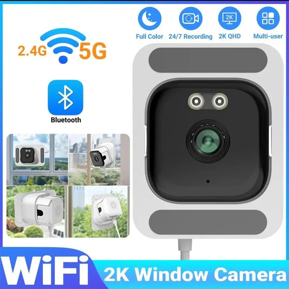 Telecamera di Sicurezza WiFi 5MP con Supporto in Vetro, Visione Notturna a Colori, Audio Bidirezionale, Monitor per Bambini, Telecamera di Sorveglianza Domestica per Interni