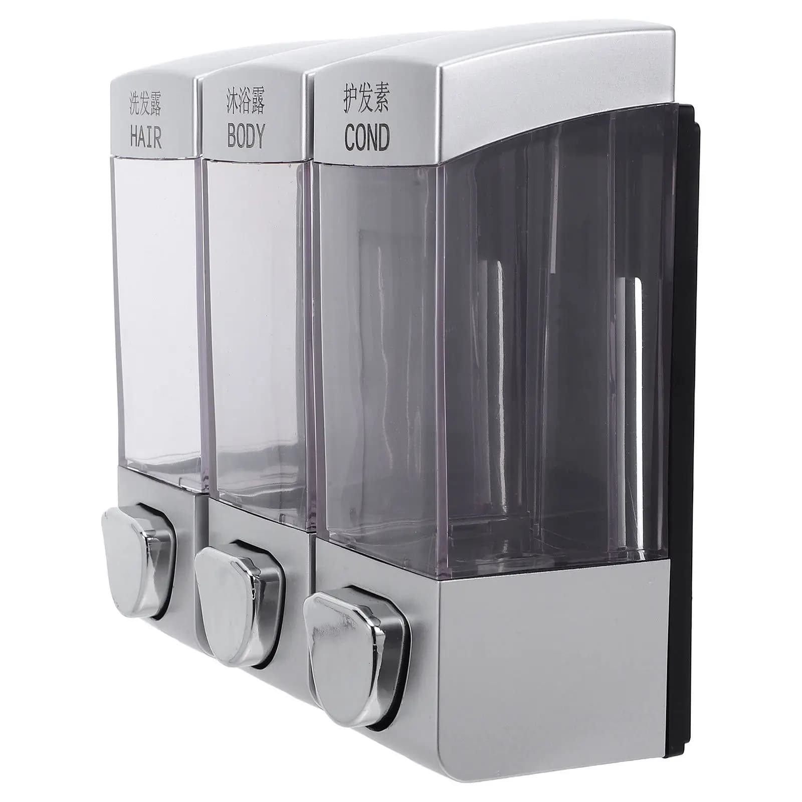 Dispenser di Sapone a Parete con Tre Uscite, Erogatore di Shampoo e Lozione per Bagno, Cucina e Hotel, Dispenser di Gel Doccia in Plastica ABS