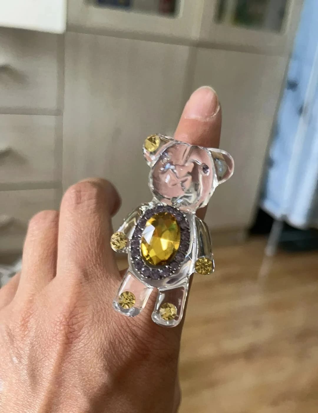 Jelly Bear Ring Transparent Bear Cute Ring Fashion Party Gift for Women Teddy Bear Accessories