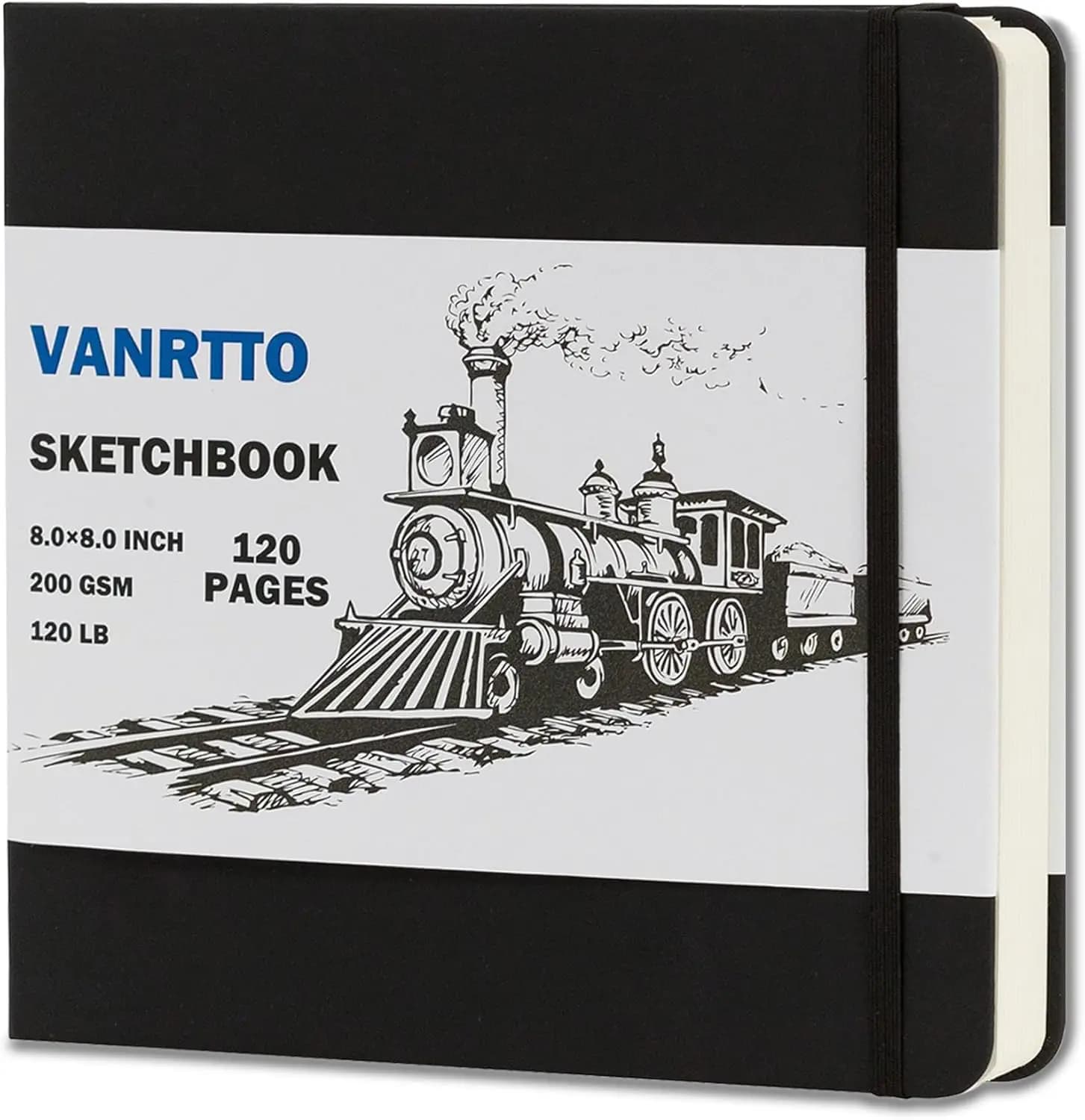 Hardcover Square Sketchbook, 8x8 Inch, 200GSM Thick Paper, 120 Pages for Adults & Kids