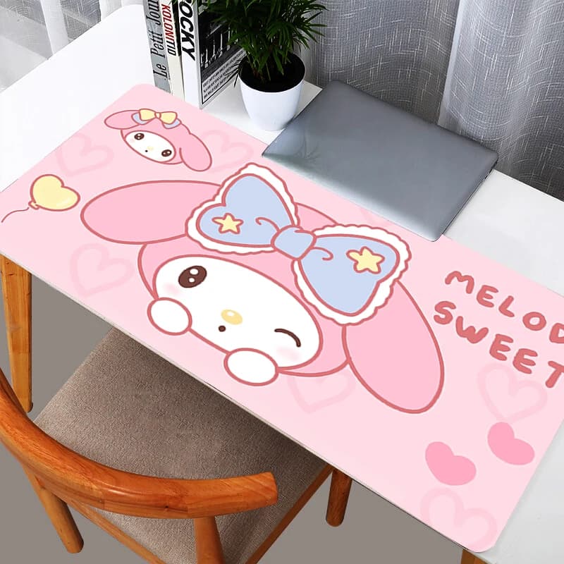 Tappetino per mouse My Melody, resistente, per giocatori di anime, grande, esteso, per computer, tappetino da scrivania, tappetino per tastiera in gomma resistente.