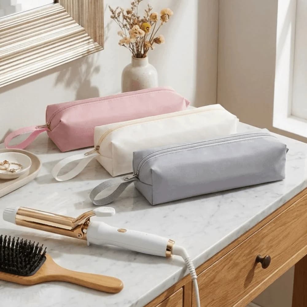 Solid Color Hair Dryer Storage Bag Dust-proof Waterproof Curling Iron Carrying Case Large Capacity with Handle Zipper