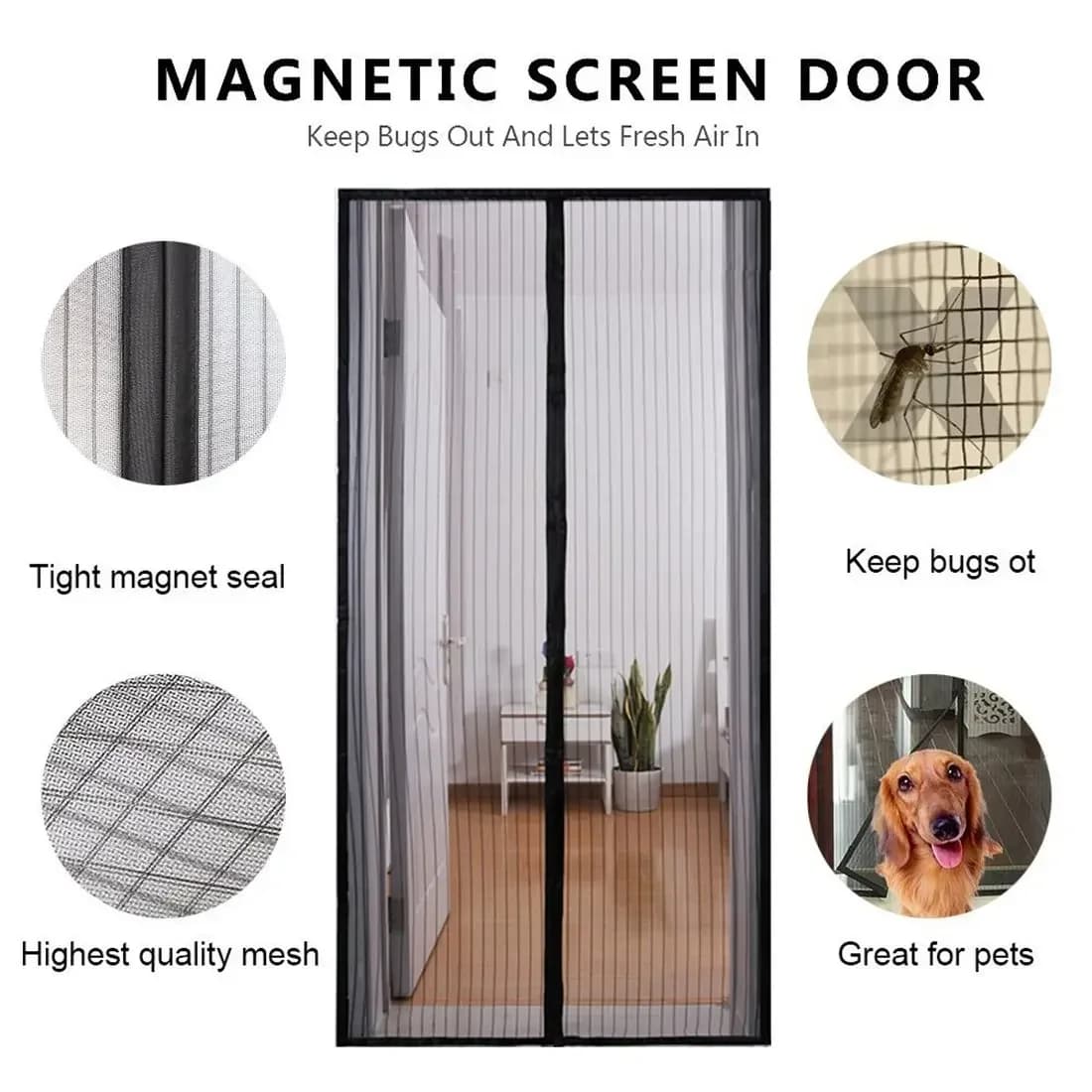 Zanzariera magnetica, Controllo insetti estivi, Rete per tende per porte, Soggiorno, Tenda per camera da letto, Schermo per porta con chiusura automatica