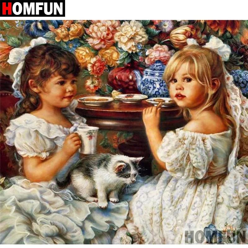 HOMFUN Diamante Ricamo Pittura Diamante FAI DA TE Kit Punto Croce "Principessa bambino" 5D Cucito Diamante Decorazione Della Casa A09448