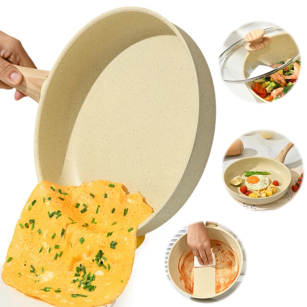 Padella Antiaderente con Coperchio, Wok, Pentola Durevole per Cottura a Induzione e Gas, Utensile da Cucina Universale per Bistecche