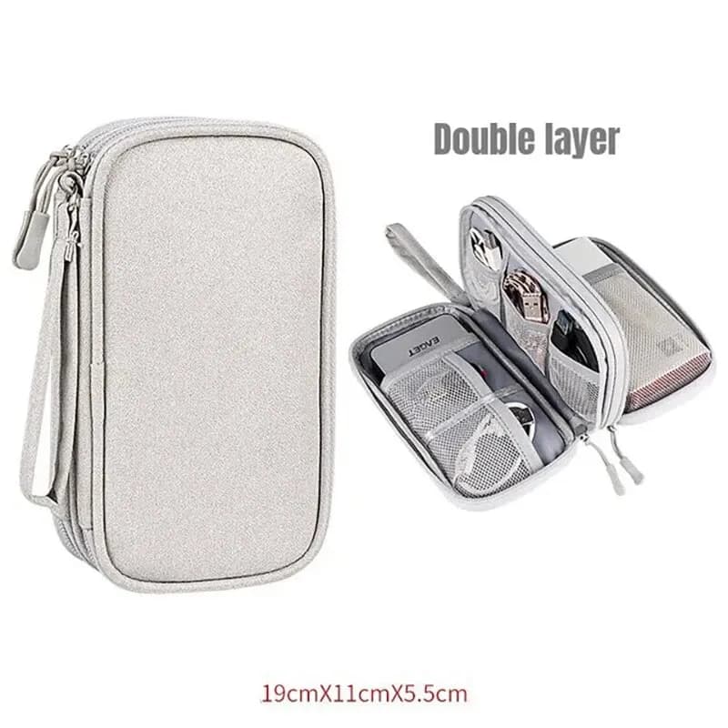 Nuova Borsa Organizer da Viaggio, Custodia Portacavi Impermeabile a Doppio Strato, Borsa Portatile per Cavi e Accessori