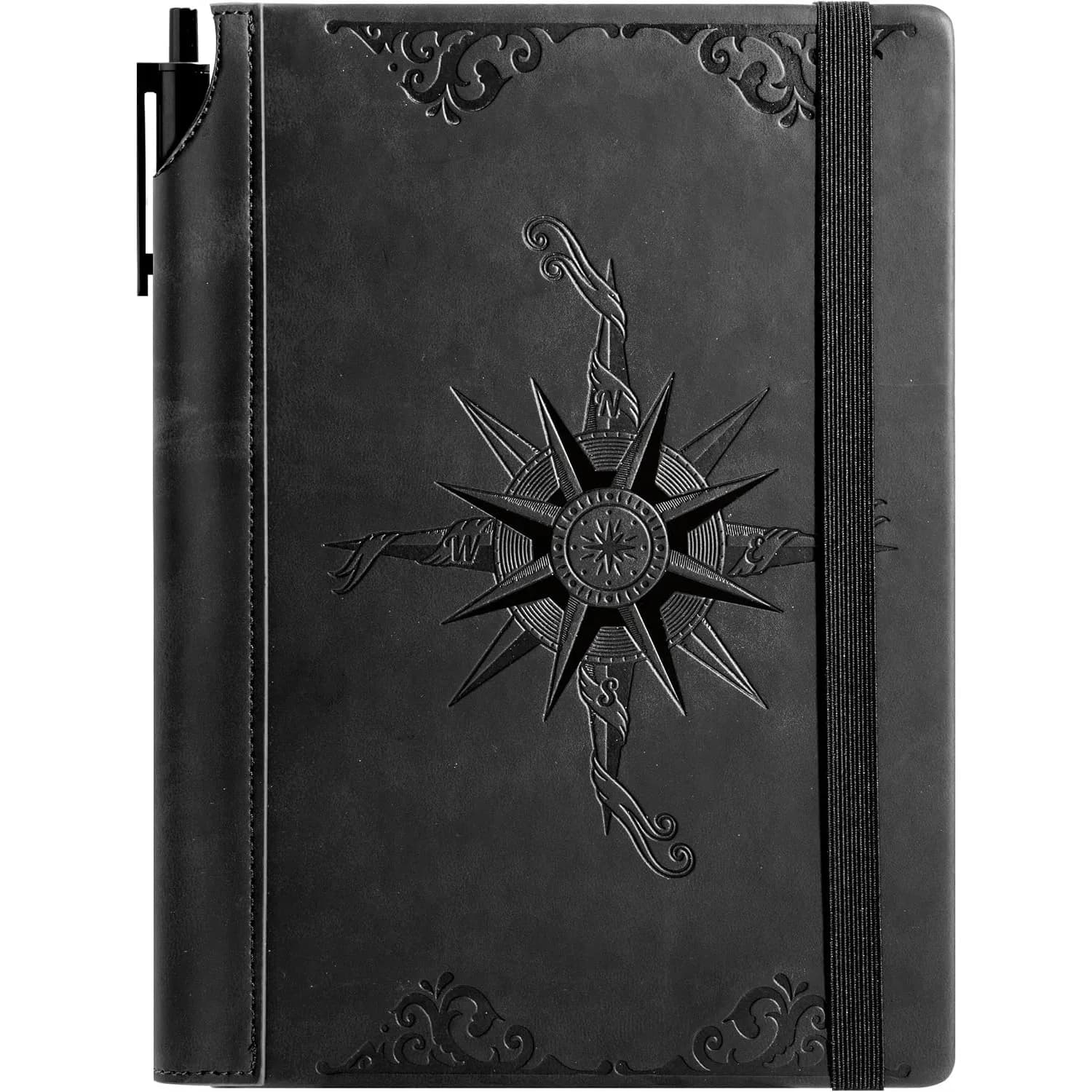 Leather Journal Notebook for Men, 100 GSM 288 Pages Lined Writing Notebook, A5 Hardcover with Pen Holder for Travel Office Daily