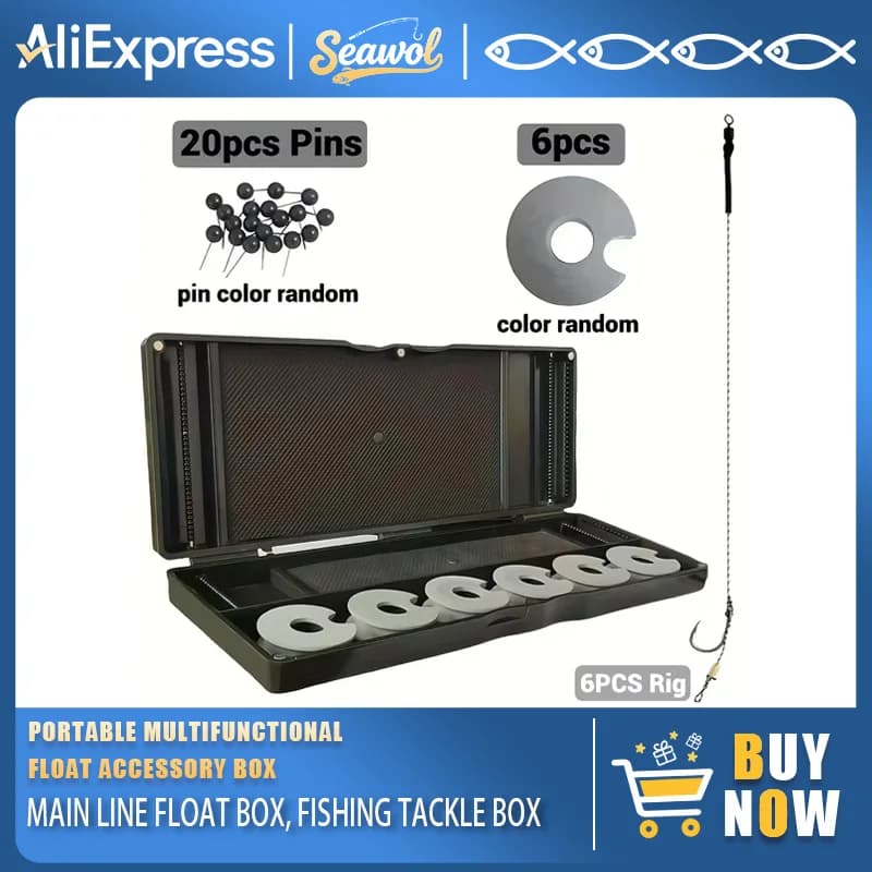 Double Face Fishing Wire Spool Organizer, All-in-One Kit with 6 Cables, Portable Fishing Equipment Box for Fishermen