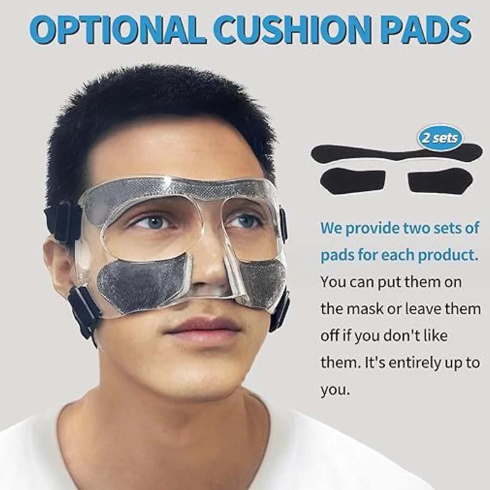 Maschera da basket uomo donna cinturino elastico leggero maschera infrangibile per naso rotto maschera protettiva per il viso