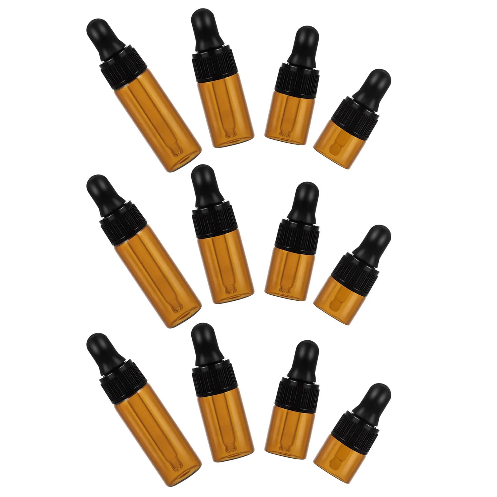 12Pcs Mini Glass Vial Bottles Dark Brown Dropper Perfect for Essential Oils Perfumes Travel Storage Small Bottles with Lid
