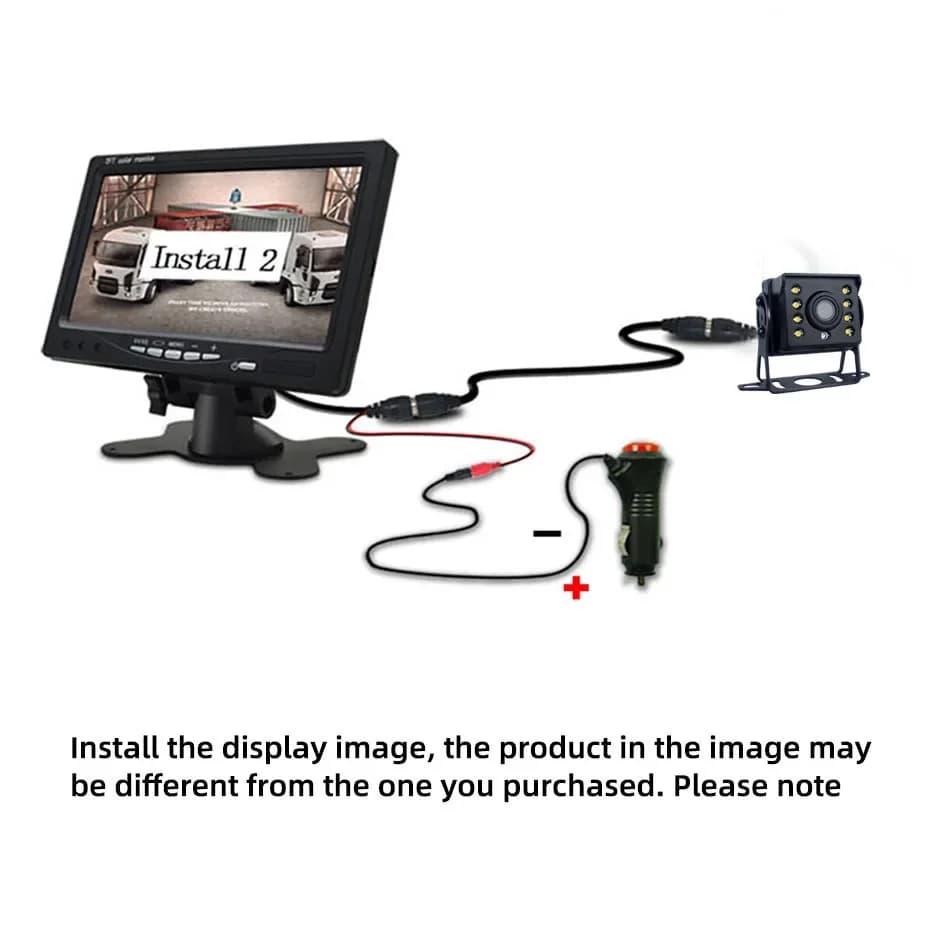 Easy To Install Backup Reverse Camera Whit 7" LCD Color Rear View Monitor 24V/12V for Bus Truck RV Trailer Pickups RV Lorry.