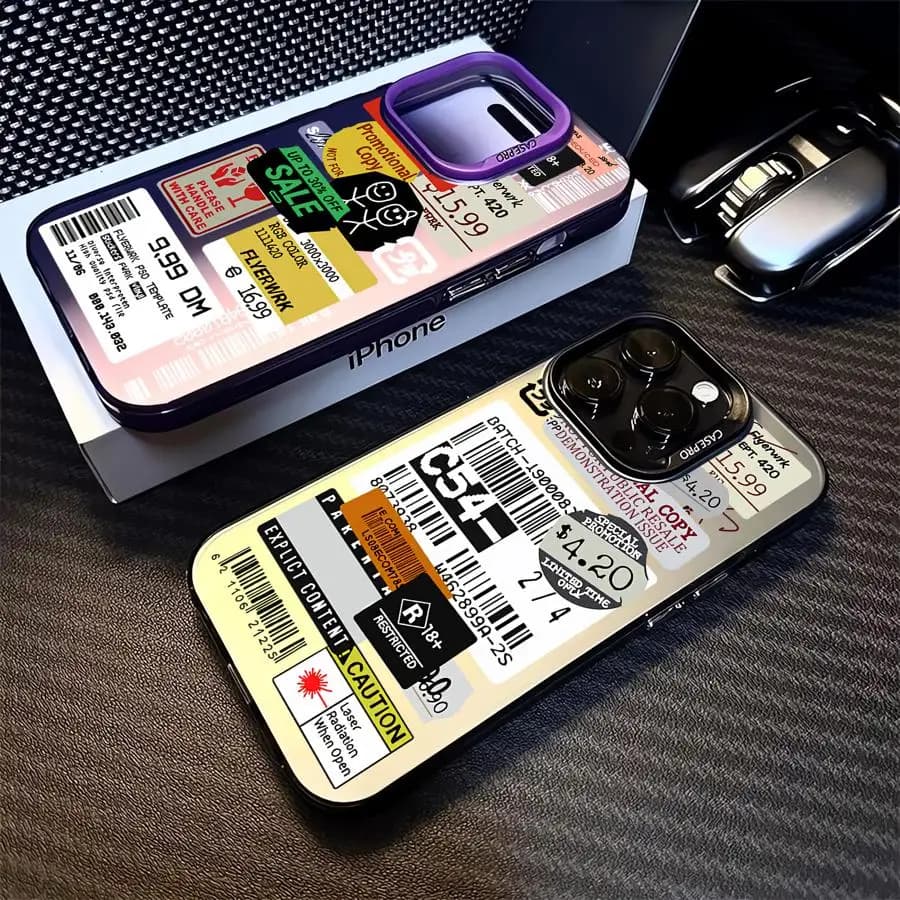 Adesivi Collage Codice Etichetta Custodia per Apple iPhone 16 11 15 13 14 Pro Max Hard 15 Plus 11Pro Obiettivo Proteggi Placcatura Copertura del telefono