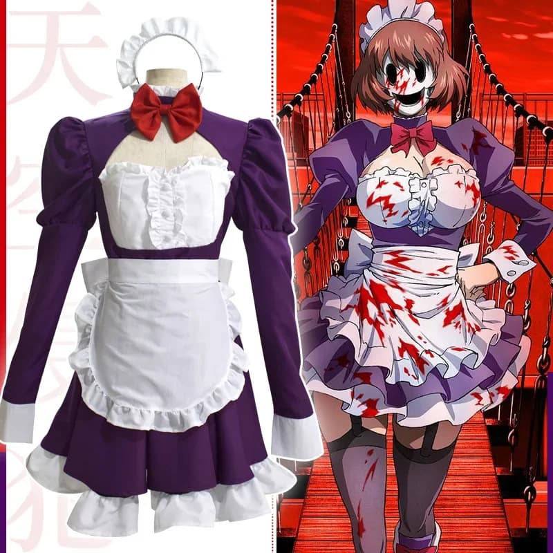 Cameriera-fuku Kamen Cosplay Anime High Rise Invasion Costume Cosplay Cameriera Vestito Abiti viola per le donne Halloween