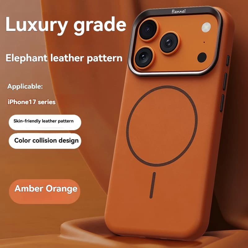 Custodia Magnetica per iPhone 17 Pro Max, 17 Pro, 16, 15, 14, 13 Pro Max con Texture Effetto Pelle di Elefante e Sensazione Premium per MagSafe