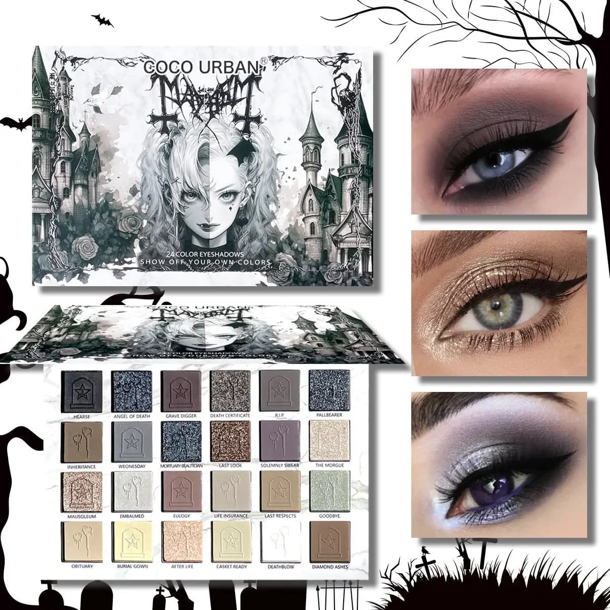 Halloween 24 colori ombretto disco Smokey trucco terra colore perlescente opaco