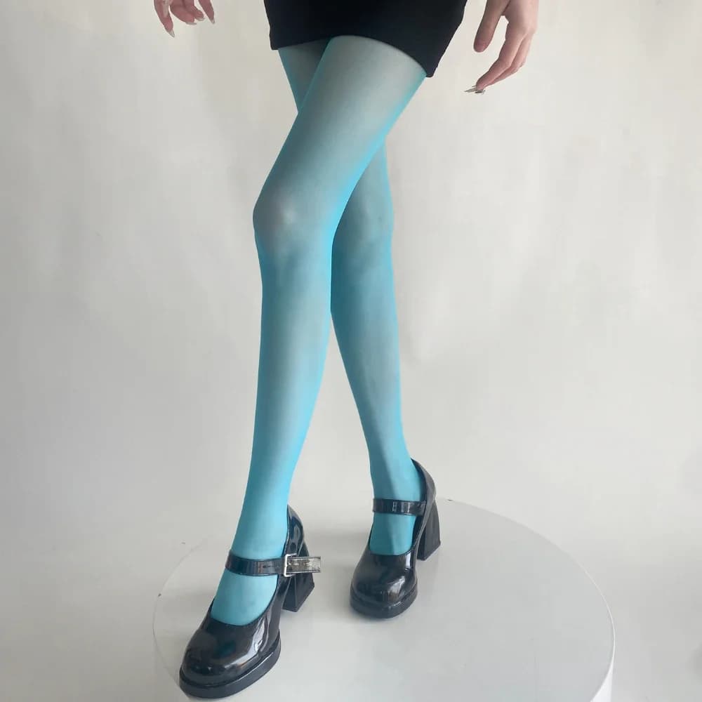 Blu Verde Ultra-sottile Nylon Calze autoreggenti Collant Donna Donne sexy Collant Velluto Biancheria sexy Calze per il corpo
