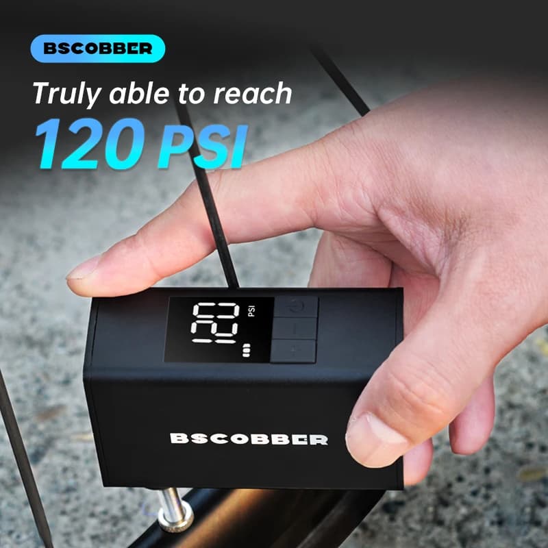 BSCOBBER MINI Gonfiatore d'aria ricaricabile veloce per display digitale per bicicletta Pneumatici Schrader Presta Accessori bici