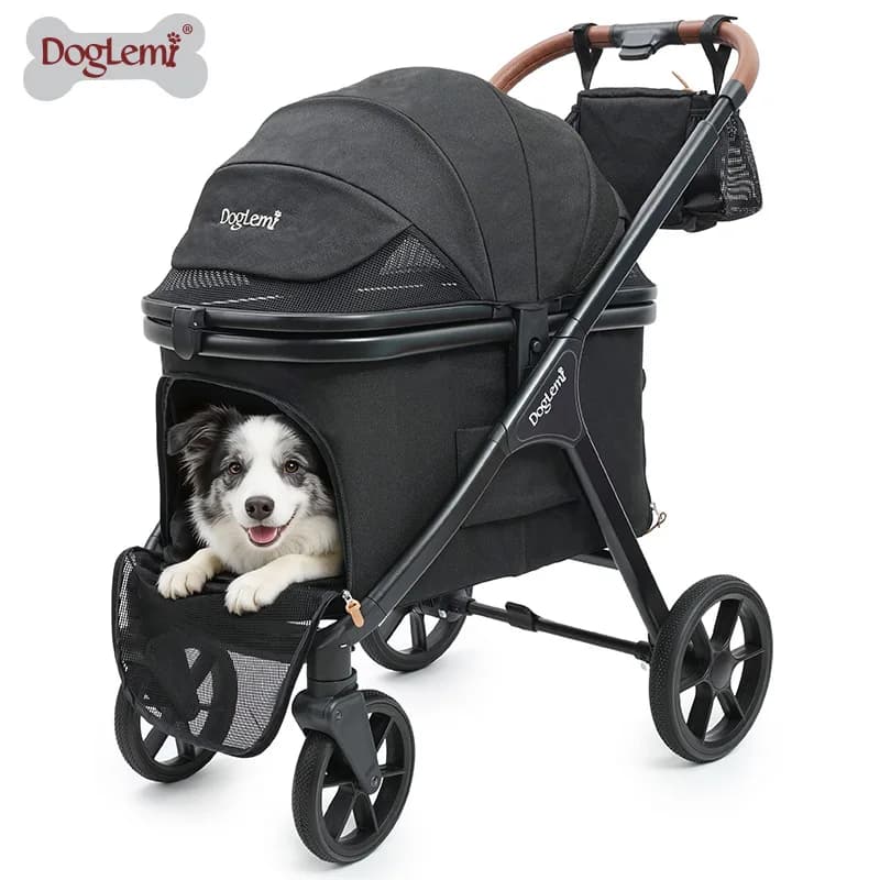 Passeggino Pieghevole per Cani e Gatti, Trasportino Portatile con Tessuto Rimovibile e Lavabile per Uso Esterno