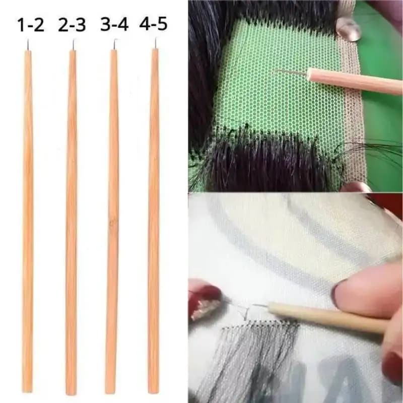 4 Sizes Bamboo Crochet Needle Hooks for Hair Dreadlocks 1-2 2-3 3-4 4-5 Hair Crocheting Tool for Locs Maintenance