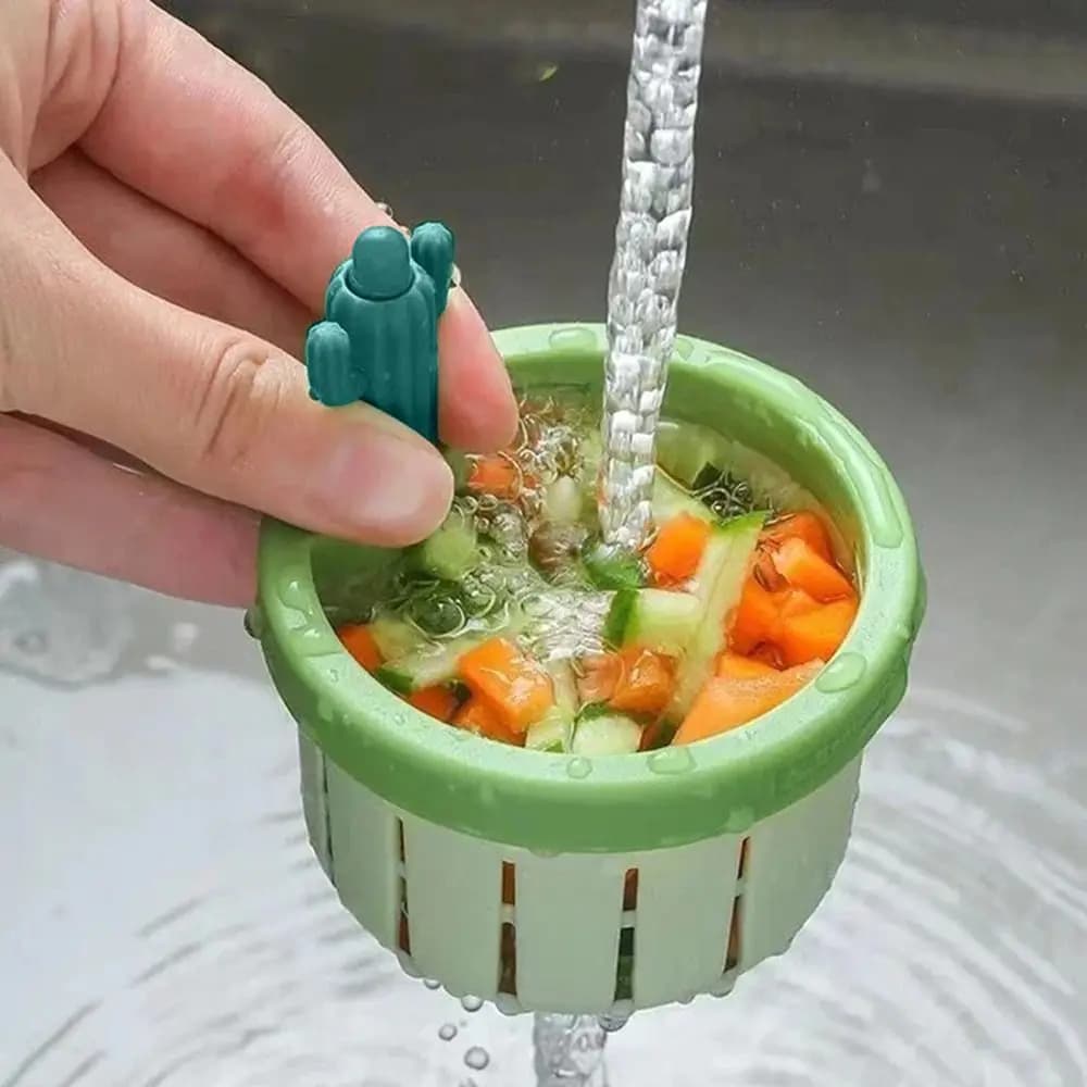 Filtro di scarico per lavello da cucina anti-intasamento Cactus Catcher per rifiuti alimentari Cestello di scarico per lavello facile da pulire con rondella