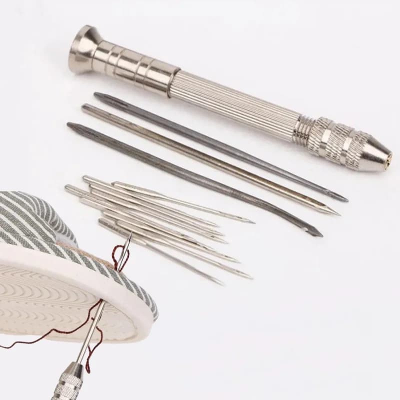 Leather Stitching Kit Replaceable Needles Set of DIY Repair Tools for Shoes Bags Punching Cooking Projects Creation
