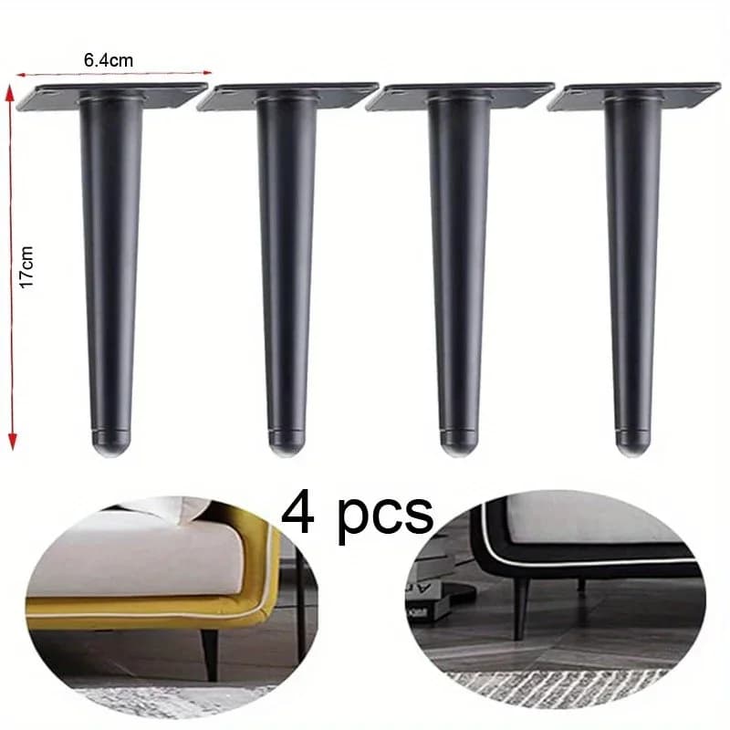 4 pezzi gambe per mobili in metallo rotonde alte eleganti gambe per divani affusolate gambe per armadietti decorativi in stile moderno porta TV sedia da tavolo per armadio