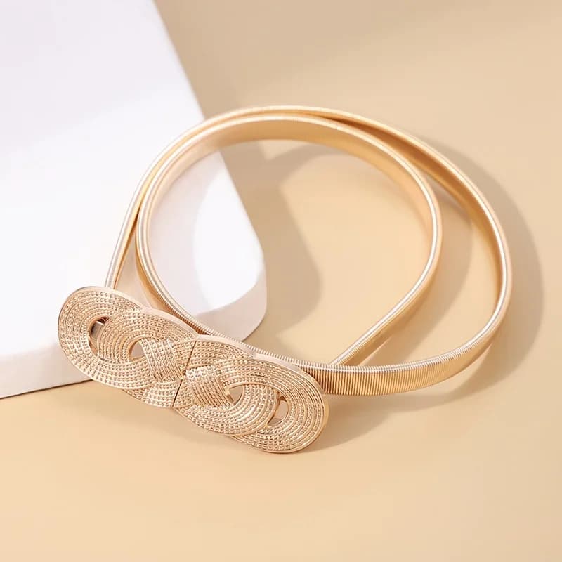 Cintura a catena metallica regolabile da donna - Cintura elastica Y2K dorata e argento per jeans, abiti e gonne, accessorio alla moda