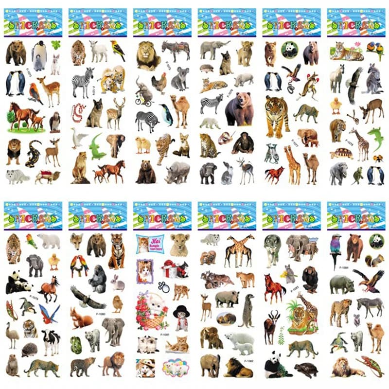 10 Sheets Cute Animal 3D Puffy Bubble Stickers Bulk Removable Cartoon Animal Decals DIY Decor For Scrapbook Journal Planner Notebook Kids Birthday New Year Christmas Party Favor Reward Craft Toy Gifts For Boys Girls Wholesale Dropshipping