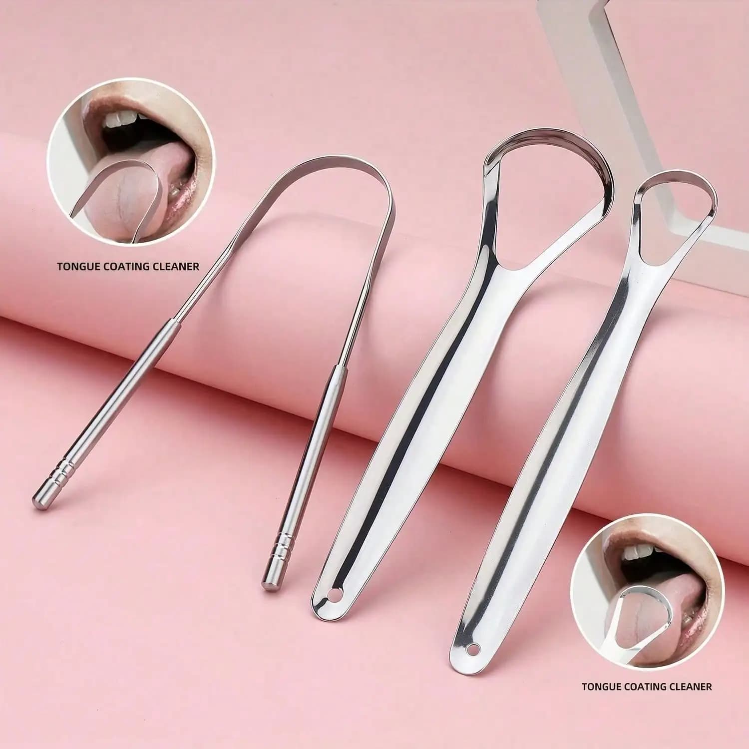 Non-slip Handle tongue scraper Single layer portable tongue scraper Stainless steel reusable oral mouth brush case Clean language