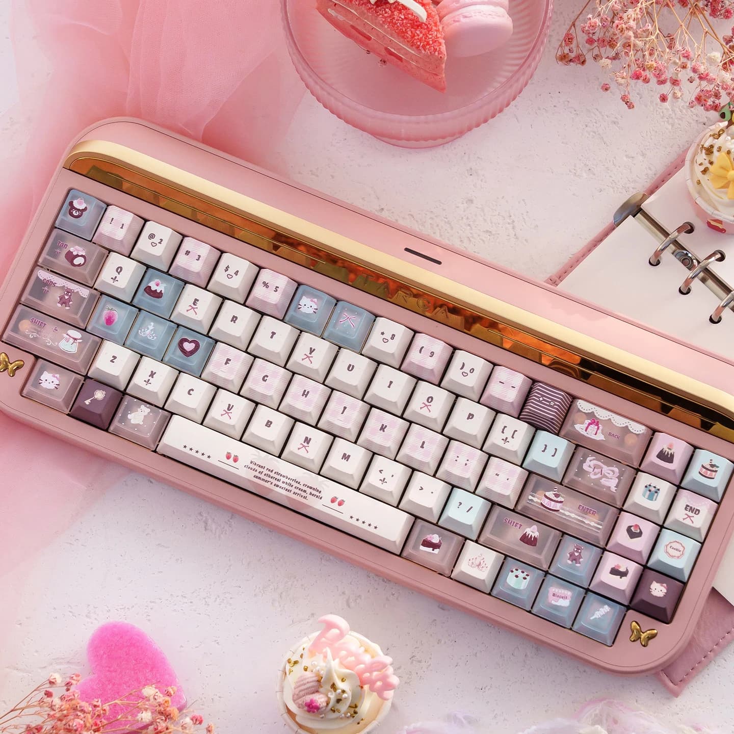 Velvet Strawberry Keycaps 129/26 Keys Cherry Profile Dye Sub PBT/PC Keycap Sets Chocolate Cake Keycap For MX Mechanical Keyboard