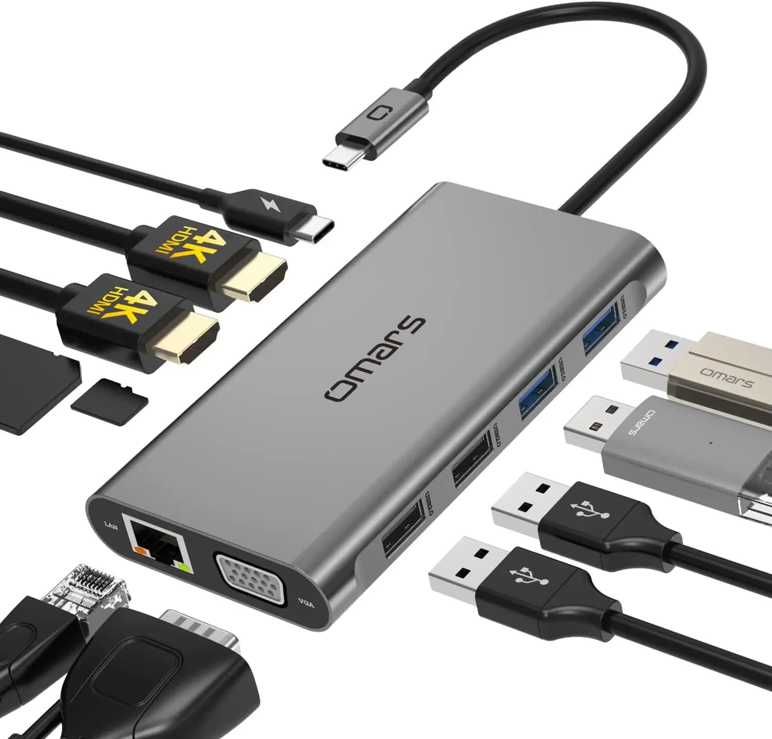 Docking station USB-C 11 in 1 con triplo display, HDMI 4K, Ethernet, ricarica PD per laptop