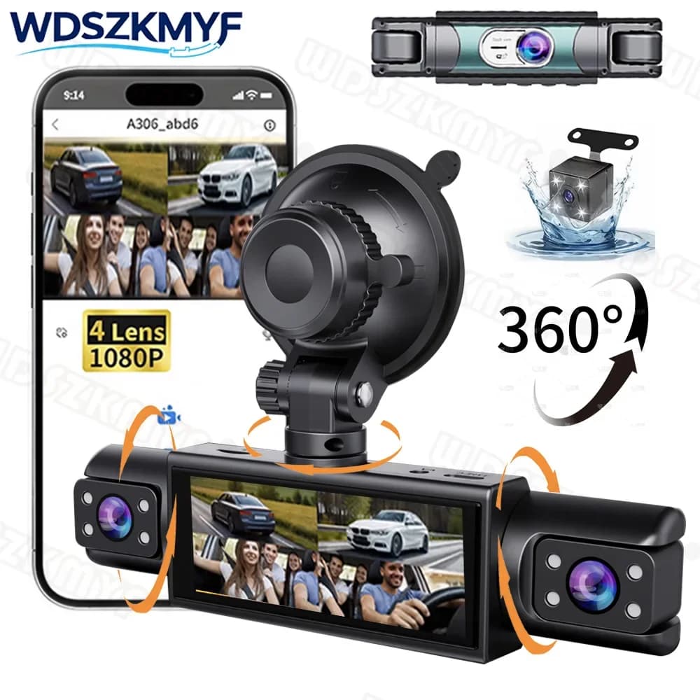 New 3/4CH 360 Degrees Car DVR FHD 1080P Video Recorder WIFI APP Dash Cam Front right left Rear View camera 24h Parking Monitor