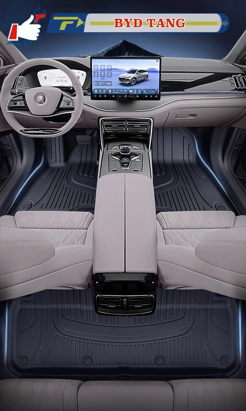 Car mat with left guide for BYD TANG DMI/EV/DMP 2024 7 parking spaces fully surrounded mat floor liner carpet