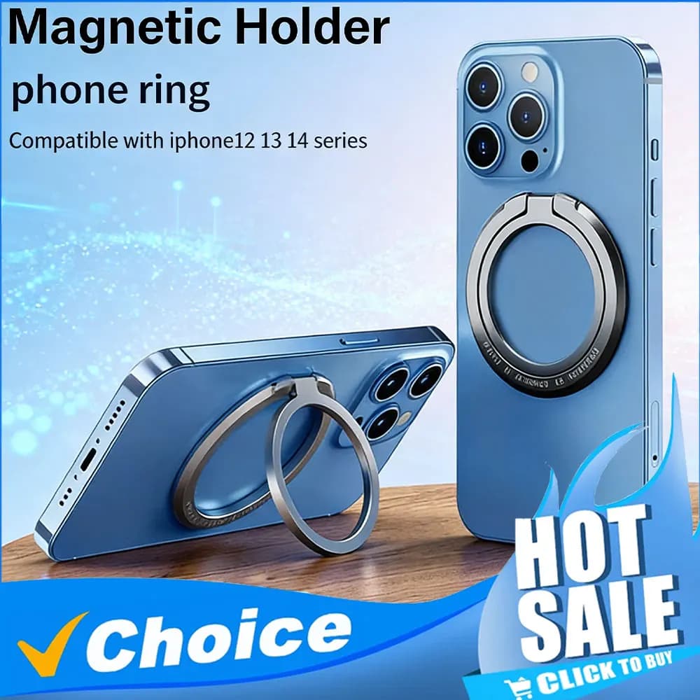 Magnetic Ring Holder for Cellular, Removable Handle and iPhone MagSafe Samsung Xiaomi