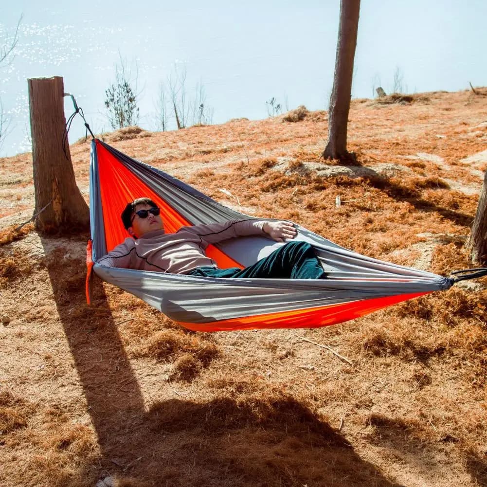 Outdoor Hammock Anti-Rollover Wide Design Moisture-Proof Pad Outdoor Sleeping Hammock Color-Blocking Resting Equipment
