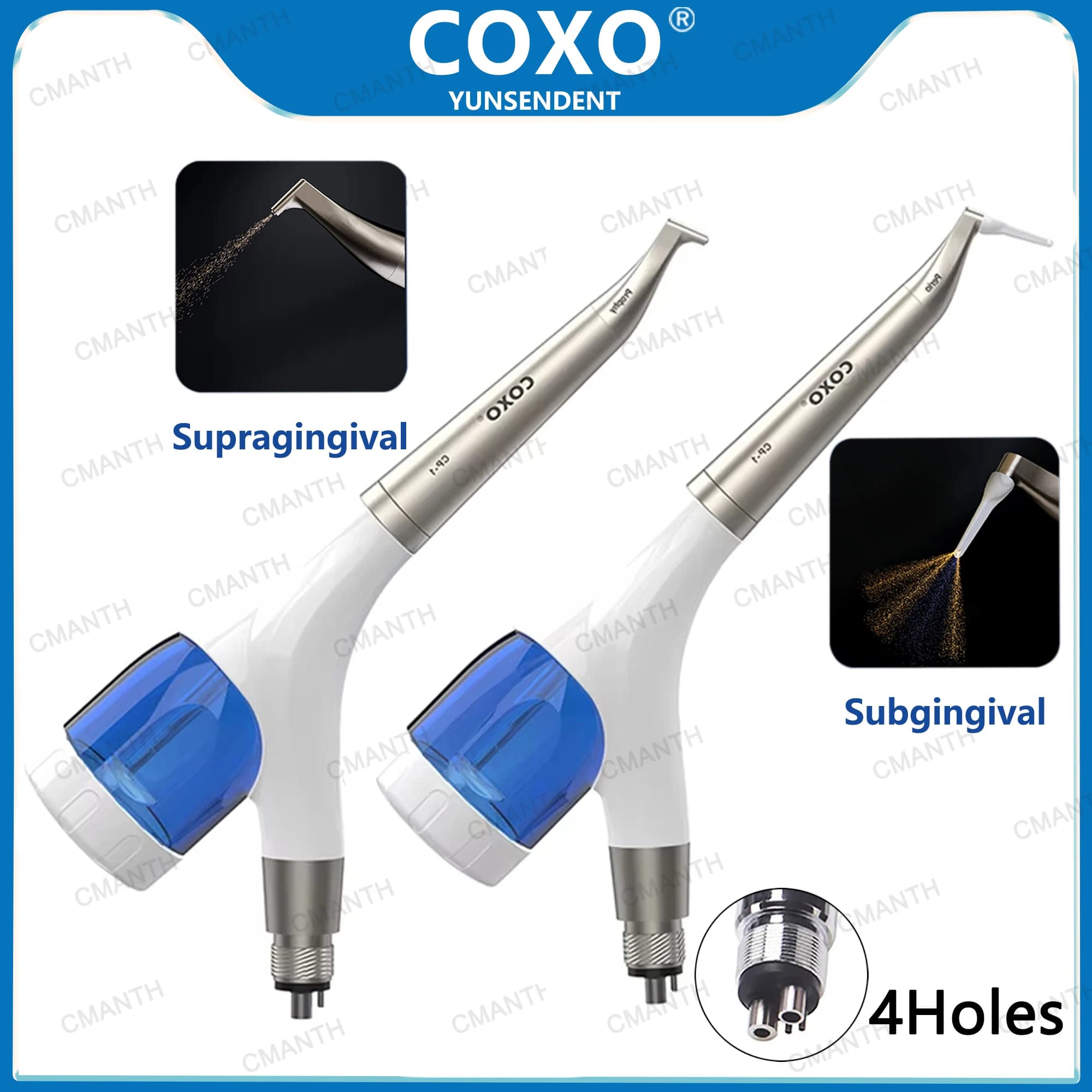 COXO Dental Air Polisher CP-1 2in1 Macchina per Sabbiatura e Abrasione ad Aria, Strumento per Sbiancamento e Lucidatura Dentale, 4 Fori