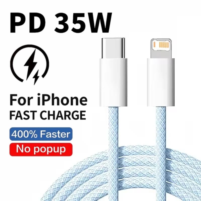 Cavo PD a ricarica rapida intrecciato da 35 W per iPhone 13 14 Pro Max 11 12 mini X XR XS Max 7 8 Plus Cavi dati USB-C a ricarica rapida 1 m 2 m