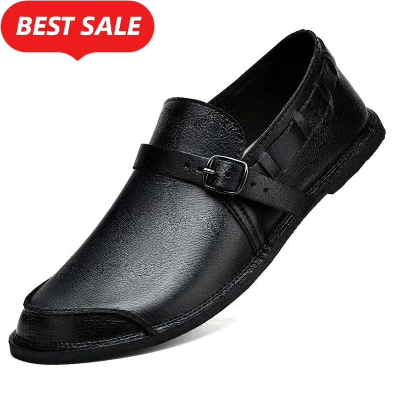 Mocassini da Uomo Stile Britannico, Comodi e Eleganti in Vera Pelle, Scarpe Casual Antiscivolo, Classici Slip-on